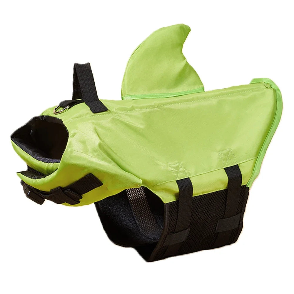 Shark Fin Dog Life Jacket – Enhanced Buoyancy Swim Vest with Rescue Handle for Beach, Boating & Water Adventures (XS–XXL)