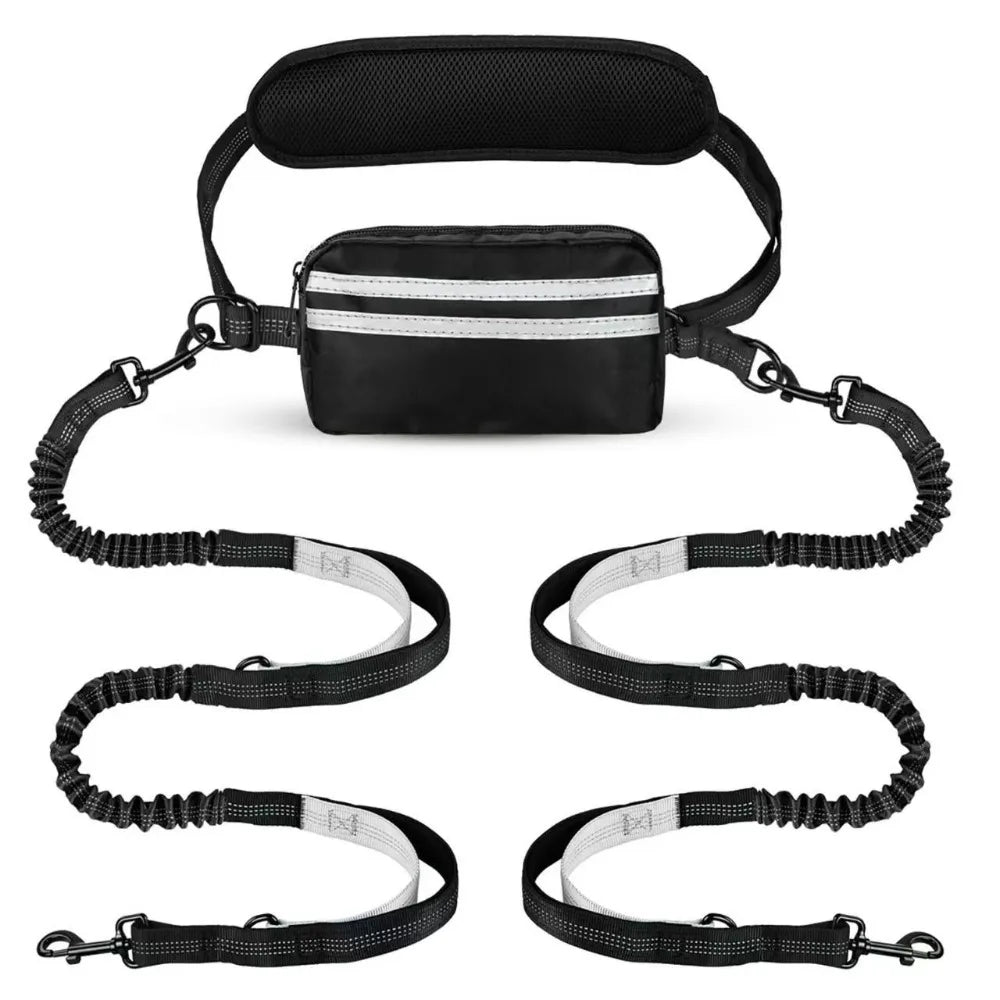 Hands-Free Dog Waist Leash with Reflective Strip & Zipper Pouch | Adjustable Belt, Dual or Single Bungee PeakPaws Co.