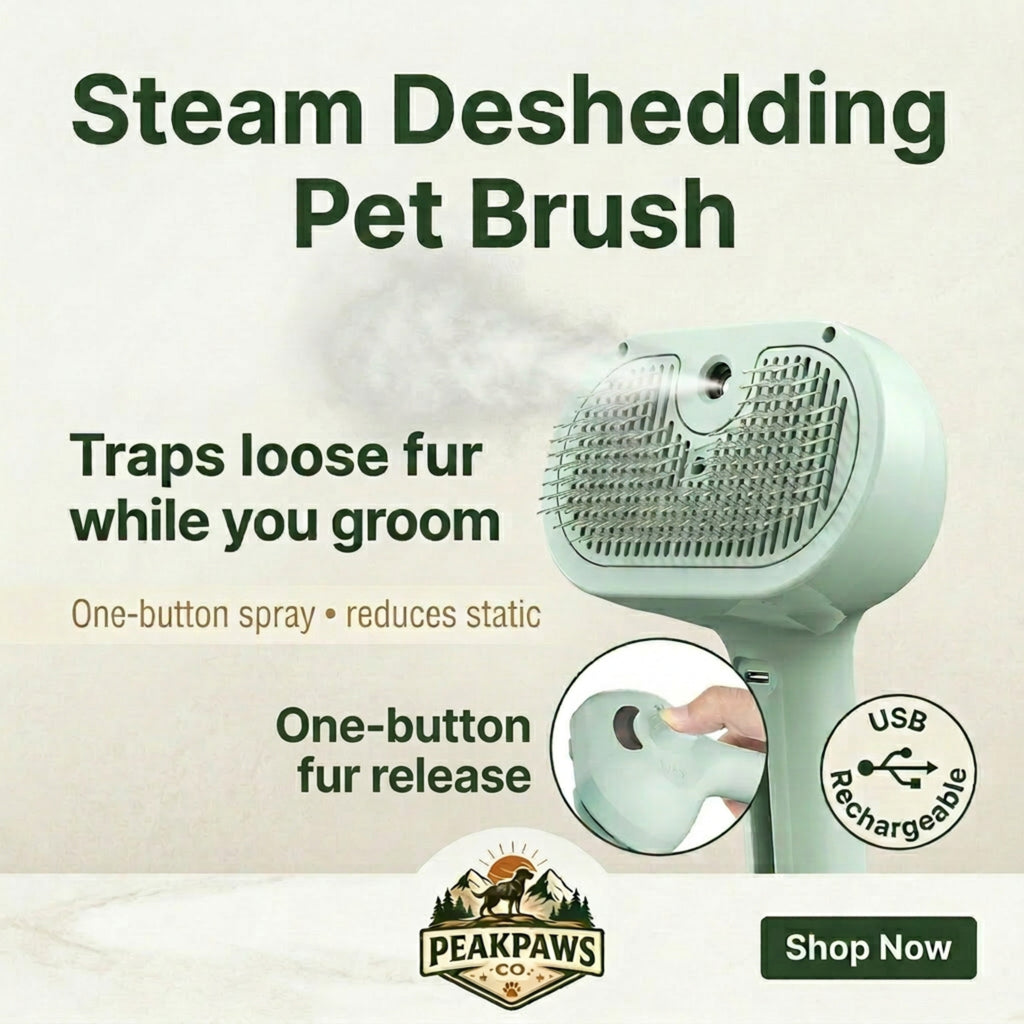 Steam Dog Grooming Brush – USB Rechargeable Deshedding Comb with Spray