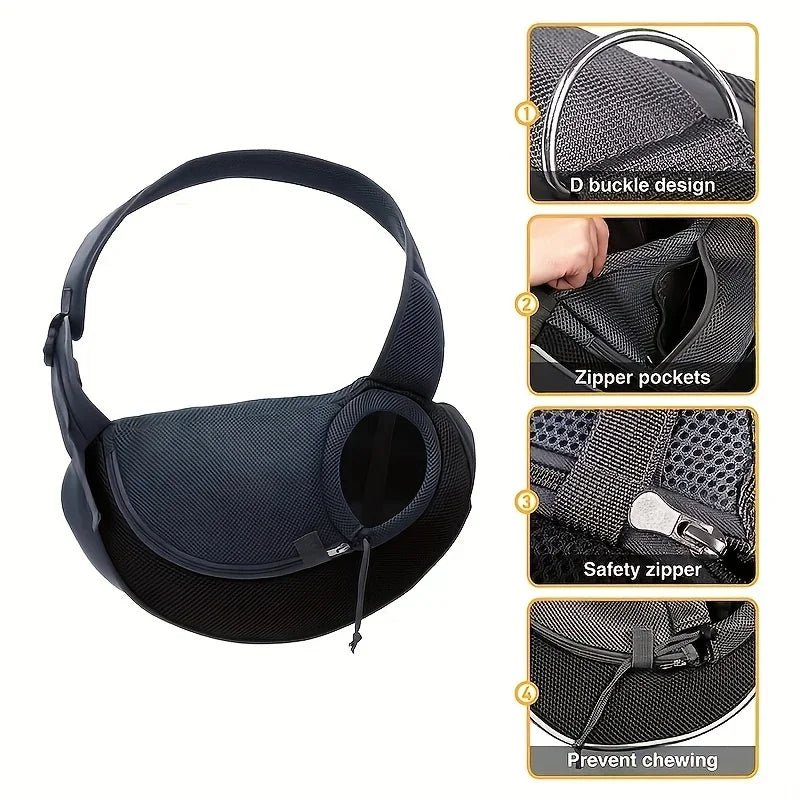 Breathable Dog Sling Carrier Backpack – Hands-Free Crossbody Travel Bag - PeakPaws Co.