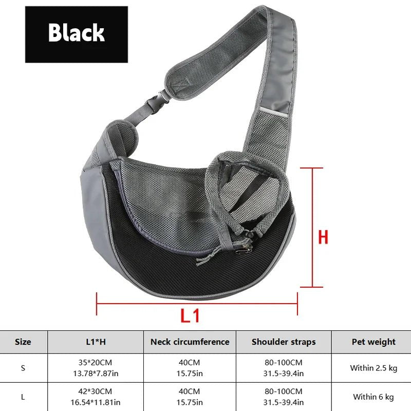 Breathable Dog Sling Carrier Backpack – Hands-Free Crossbody Travel Bag - PeakPaws Co. gray