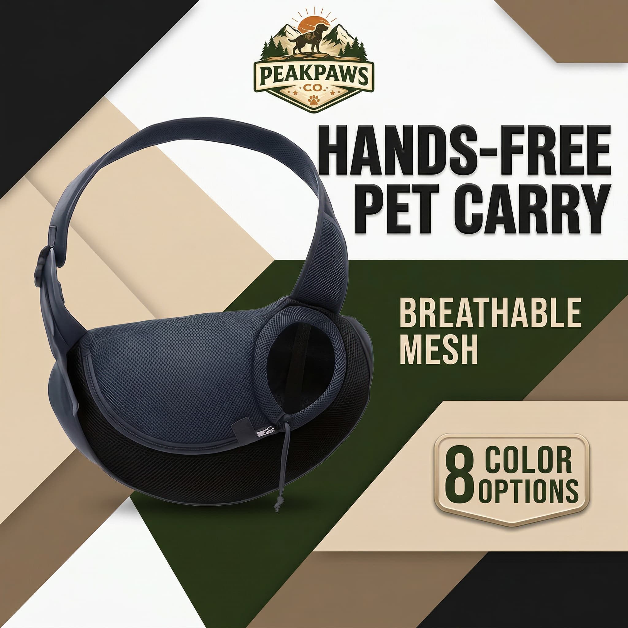 Breathable Dog Sling Carrier Backpack – Hands-Free Crossbody Travel Bag - PeakPaws Co.