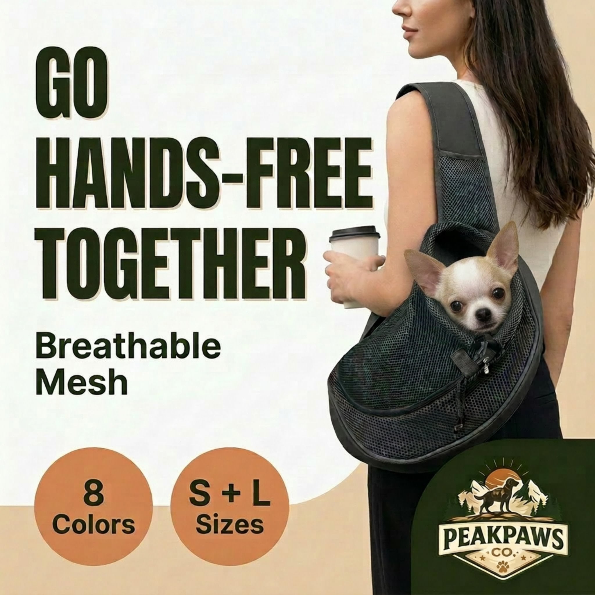 Breathable Dog Sling Carrier Backpack – Hands-Free Crossbody Travel Bag - PeakPaws Co.
