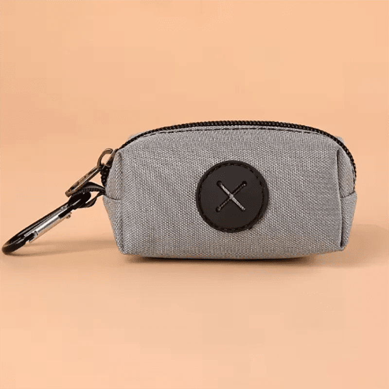 Canvas Dog Poop Bag Holder with Carabiner – Outdoor Waste Bag Dispenser (Multi-Pack Options) - PeakPaws Co. gray