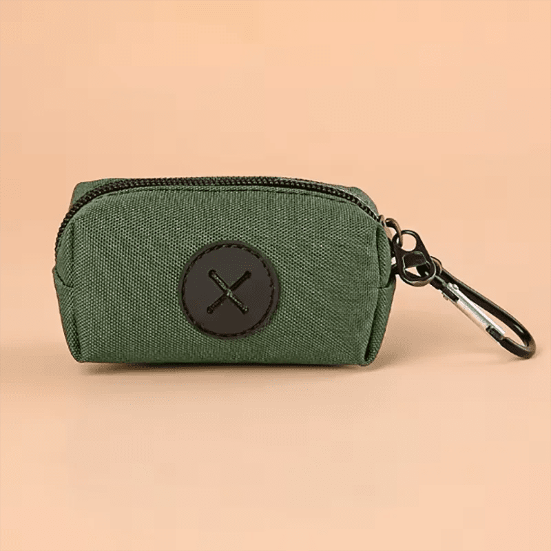 Canvas Dog Poop Bag Holder with Carabiner – Outdoor Waste Bag Dispenser (Multi-Pack Options) - PeakPaws Co. olive green