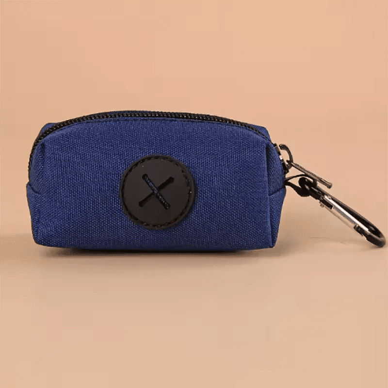 Canvas Dog Poop Bag Holder with Carabiner – Outdoor Waste Bag Dispenser (Multi-Pack Options) - PeakPaws Co. navy blue