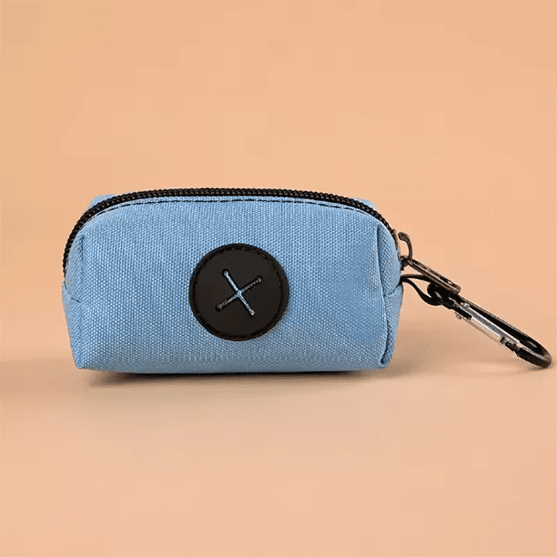 Canvas Dog Poop Bag Holder with Carabiner – Outdoor Waste Bag Dispenser (Multi-Pack Options) - PeakPaws Co. light blue