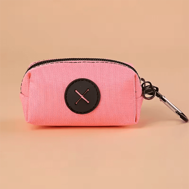 Canvas Dog Poop Bag Holder with Carabiner – Outdoor Waste Bag Dispenser (Multi-Pack Options) - PeakPaws Co. pink