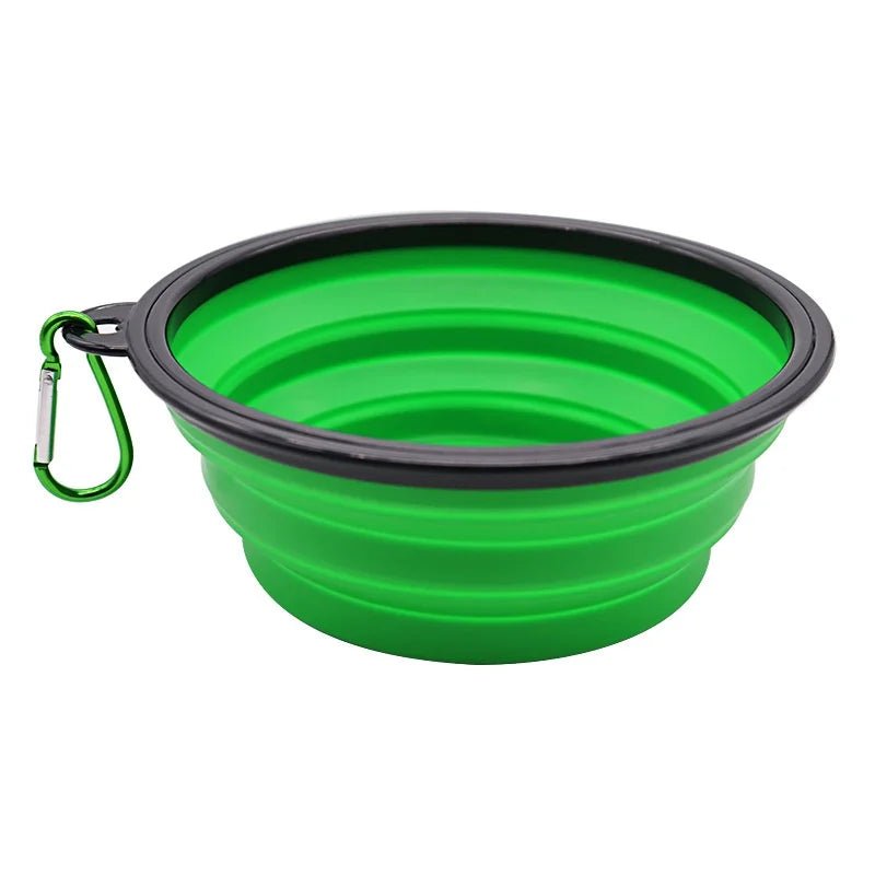 green Collapsible Dog Travel Bowl – Portable Silicone Pet Food & Water Bowl 350ml–1000ml, 10 Colors - PeakPaws Co.