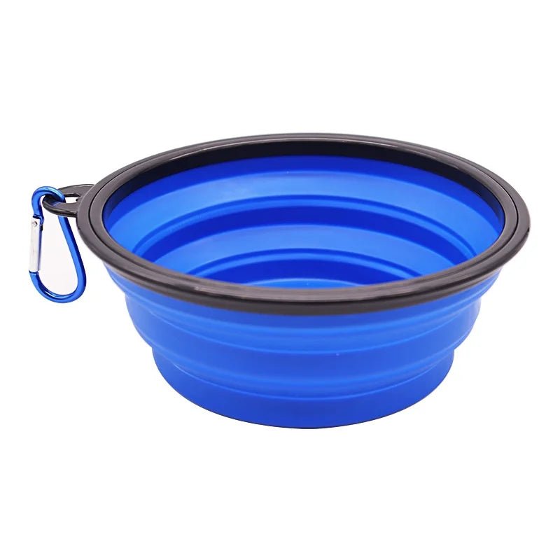blue Collapsible Dog Travel Bowl – Portable Silicone Pet Food & Water Bowl 350ml–1000ml, 10 Colors - PeakPaws Co.
