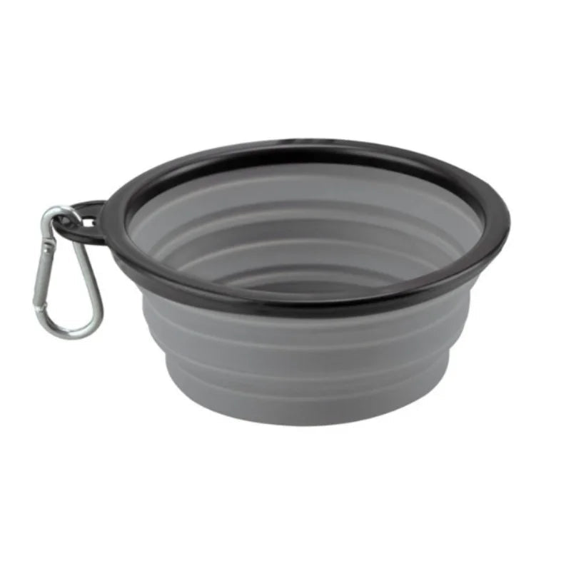 Gray Collapsible Dog Travel Bowl – Portable Silicone Pet Food & Water Bowl 350ml–1000ml, 10 Colors - PeakPaws Co.