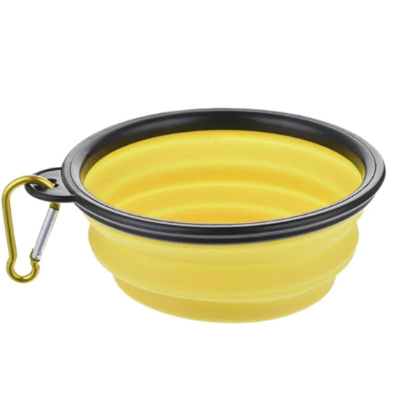 yellow Collapsible Dog Travel Bowl – Portable Silicone Pet Food & Water Bowl 350ml–1000ml, 10 Colors - PeakPaws Co.