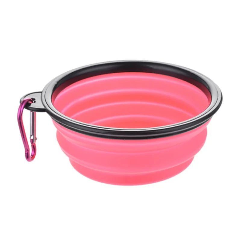 Pink Collapsible Dog Travel Bowl – Portable Silicone Pet Food & Water Bowl 350ml–1000ml, 10 Colors - PeakPaws Co.