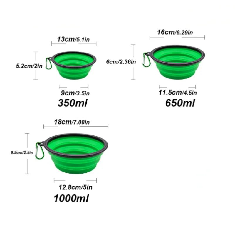Collapsible Dog Travel Bowl – Portable Silicone Pet Food & Water Bowl 350ml–1000ml, 10 Colors - PeakPaws Co.