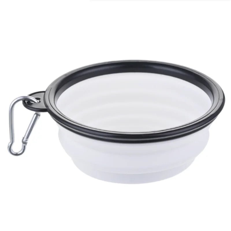white Collapsible Dog Travel Bowl – Portable Silicone Pet Food & Water Bowl 350ml–1000ml, 10 Colors - PeakPaws Co.