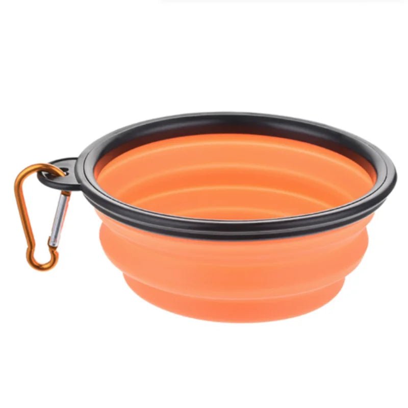 orange Collapsible Dog Travel Bowl – Portable Silicone Pet Food & Water Bowl 350ml–1000ml, 10 Colors - PeakPaws Co.