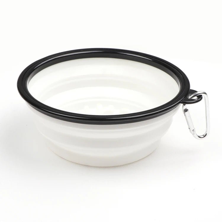 white Collapsible Slow Feeder Dog Bowl – Portable Anti-Gulping Travel Bowl with Carabiner 350ml/1000ml - PeakPaws Co.