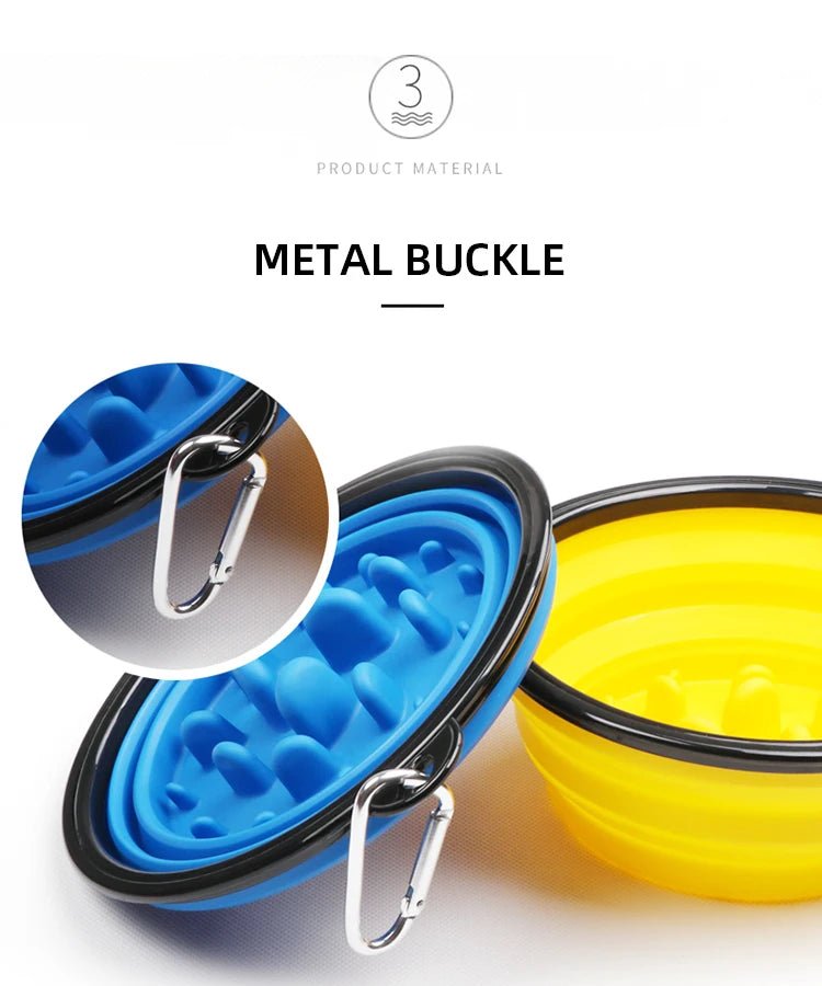 Collapsible Slow Feeder Dog Bowl – Portable Anti-Gulping Travel Bowl with Carabiner 350ml/1000ml - PeakPaws Co.