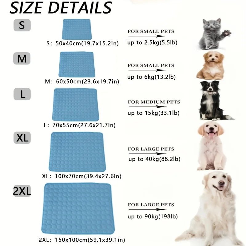 Cooling Dog Mat – Summer Pet Washable Cooling Bed for Travel, Camping & Home (XS–2XL, Multiple Colors) - PeakPaws Co.