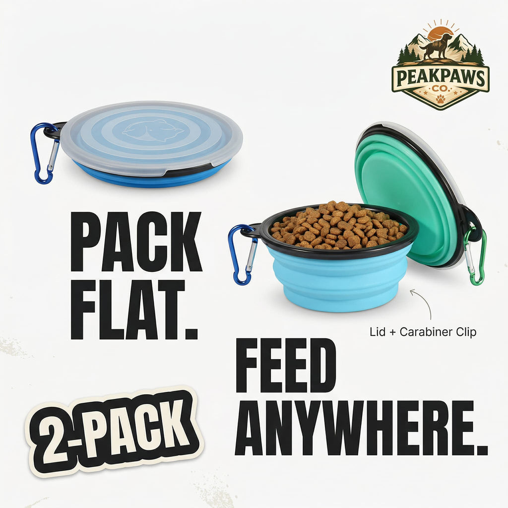 Collapsible Dog Bowls with Lid (2-Pack) – Portable Travel Food & Water Bowls PeakPaws Co.