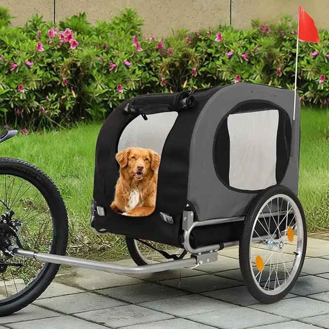 Dog Bike Trailer Carrier – Foldable Pet Bicycle Cart with Reflectors & Weatherproof Design - PeakPaws Co.