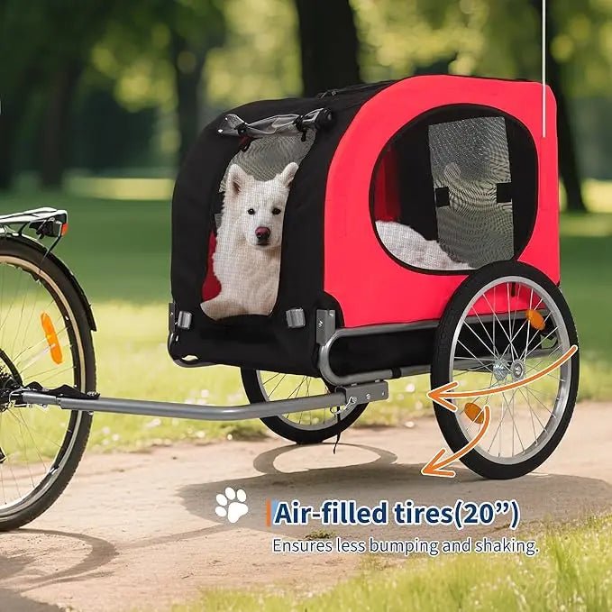 Dog Bike Trailer Carrier – Foldable Pet Bicycle Cart with Reflectors & Weatherproof Design - PeakPaws Co.