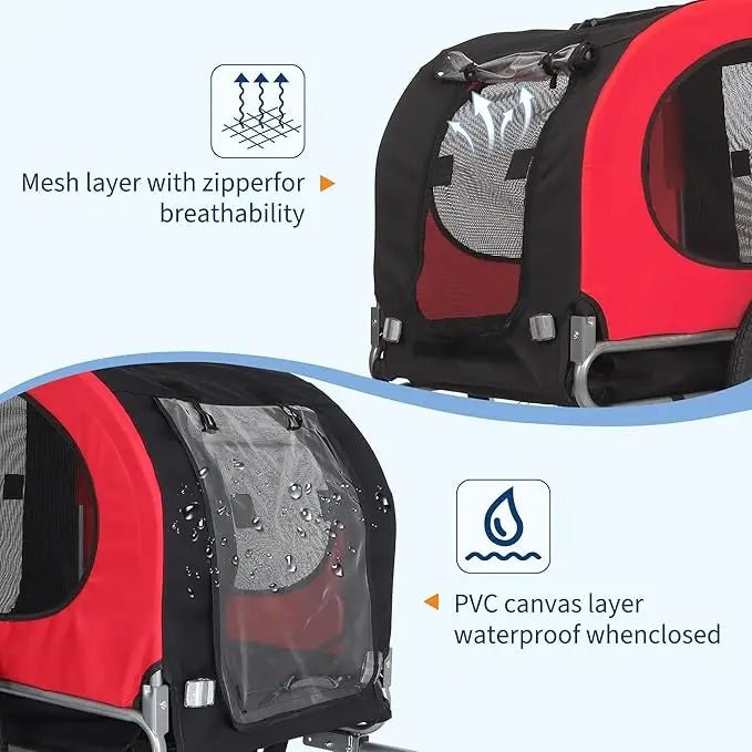 Dog Bike Trailer Carrier – Foldable Pet Bicycle Cart with Reflectors & Weatherproof Design - PeakPaws Co.