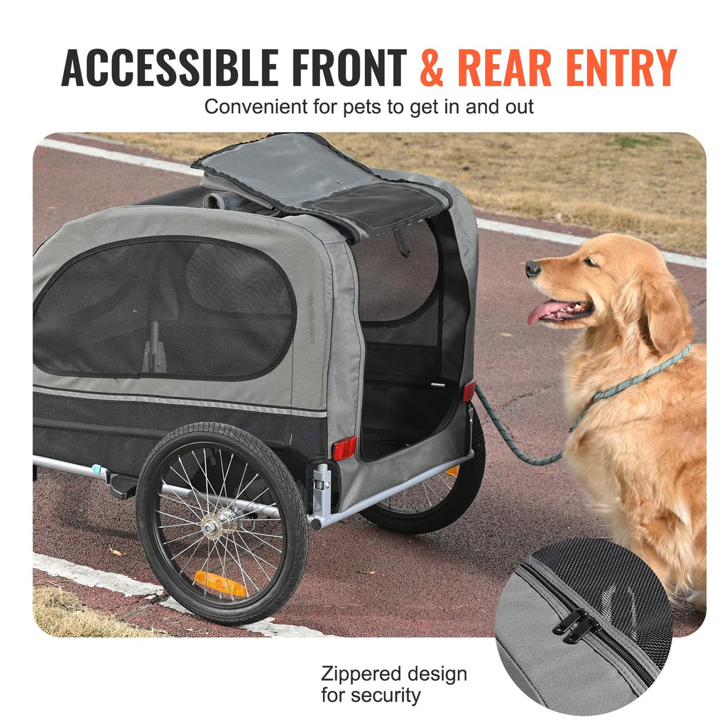 Dog Bike Trailer Carrier – Foldable Pet Bicycle Cart with Reflectors & Weatherproof Design - PeakPaws Co.