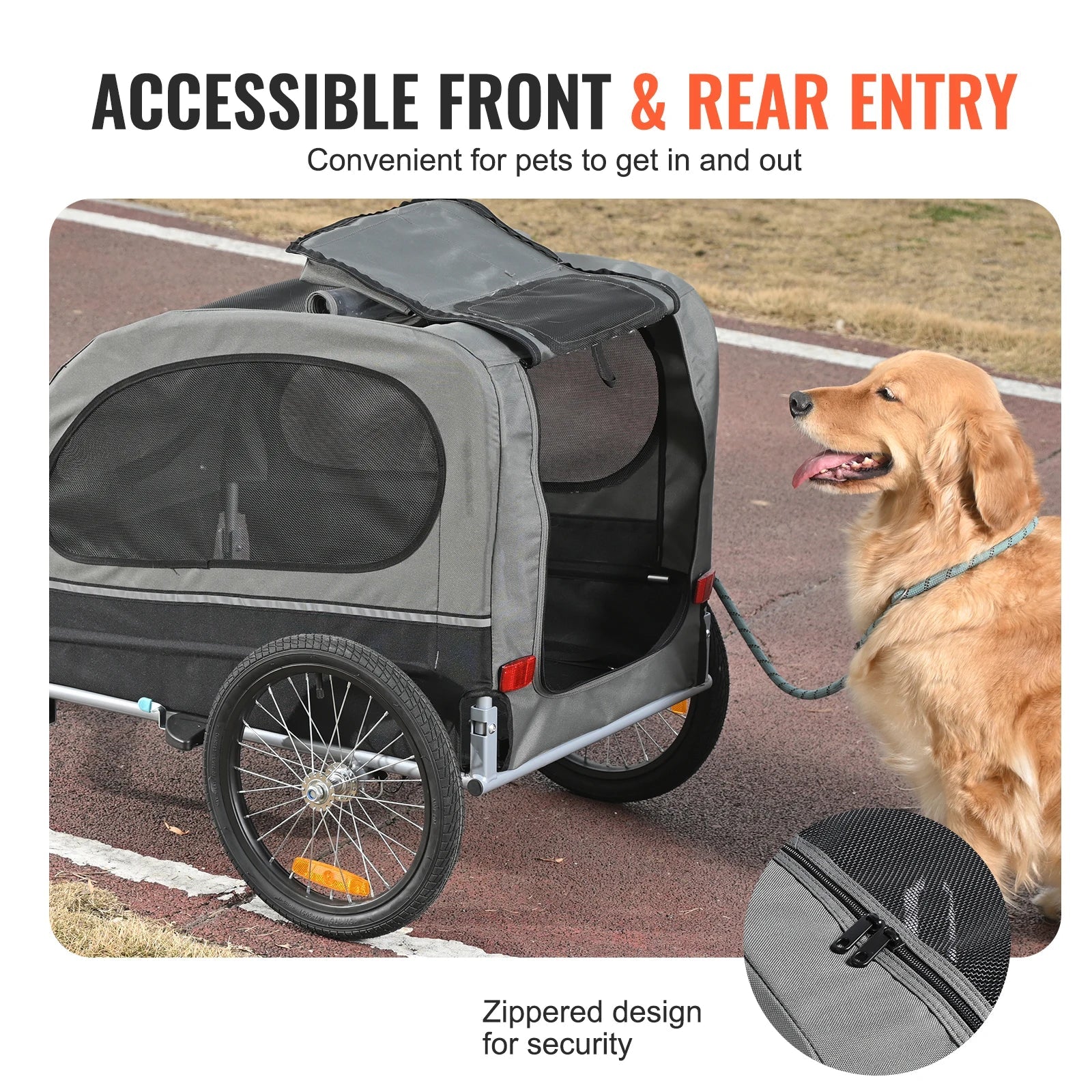 Dog Bike Trailer Carrier – Foldable Pet Bicycle Cart with Reflectors & Weatherproof Design - PeakPaws Co.