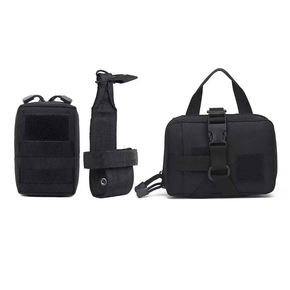 black Dog Tactical MOLLE Pouch Set (3PCS) – Harness-Mounted Storage Bags for Hiking, Camping & Training (4 Colors) -