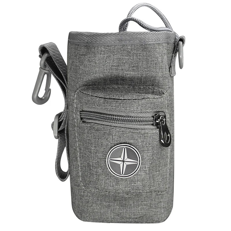 gray Dog Training Treat Pouch with Poop Bag Dispenser – Hands-Free Waist Bag - PeakPaws Co.