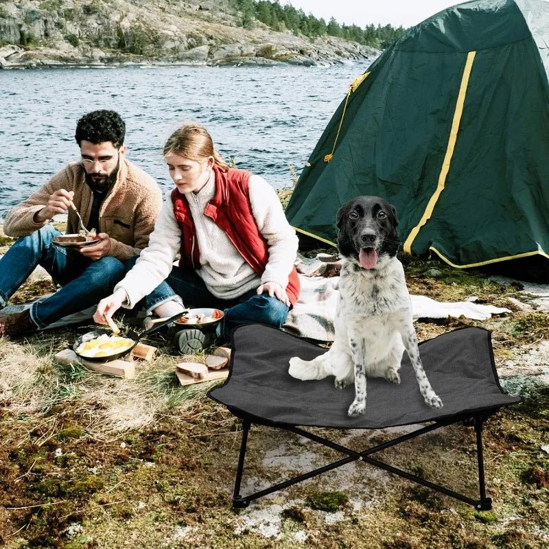 Elevated Dog Camping Bed – Foldable Raised Pet Cot with Waterproof Cushion - PeakPaws Co.