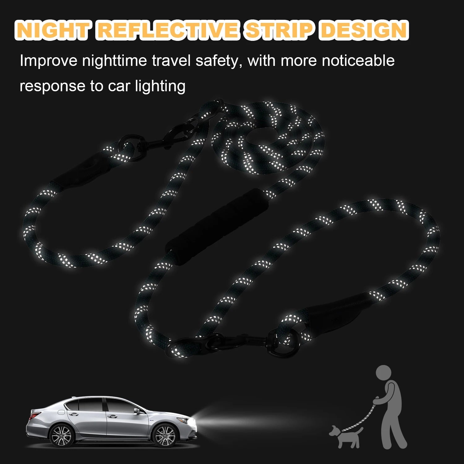 Hands-Free Heavy Duty 7.5 Ft. Dog Leash – Convertible Crossbody & Waist Leash for 1 or 2 Dogs - PeakPaws Co.