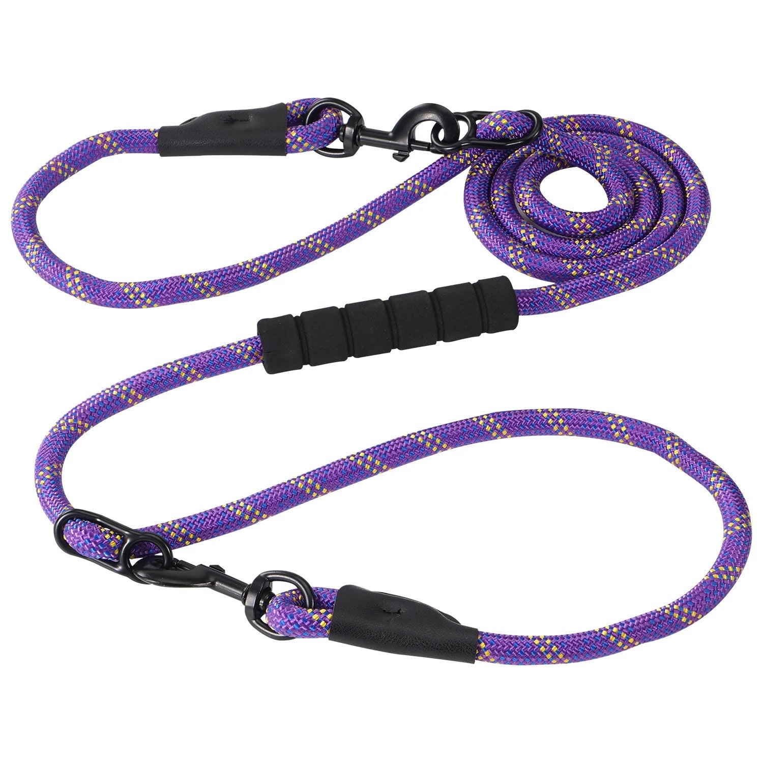 purple Hands-Free Heavy Duty 7.5 Ft. Dog Leash – Convertible Crossbody & Waist Leash for 1 or 2 Dogs - PeakPaws Co.