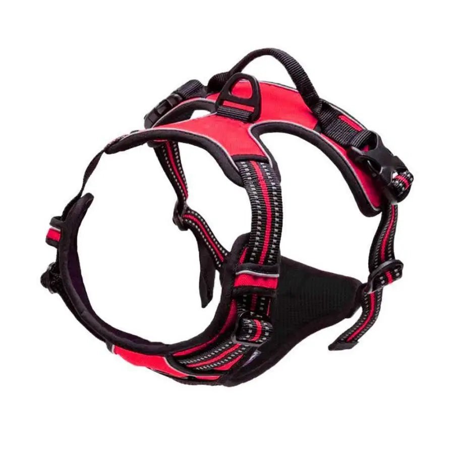 red Heavy Duty Reflective Dog Harness with No-Pull Front Clip & Handle - PeakPaws Co.