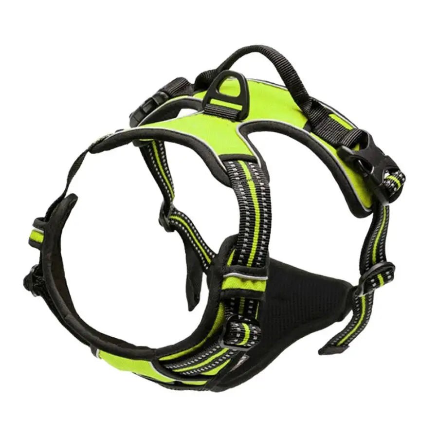 green Heavy Duty Reflective Dog Harness with No-Pull Front Clip & Handle - PeakPaws Co.