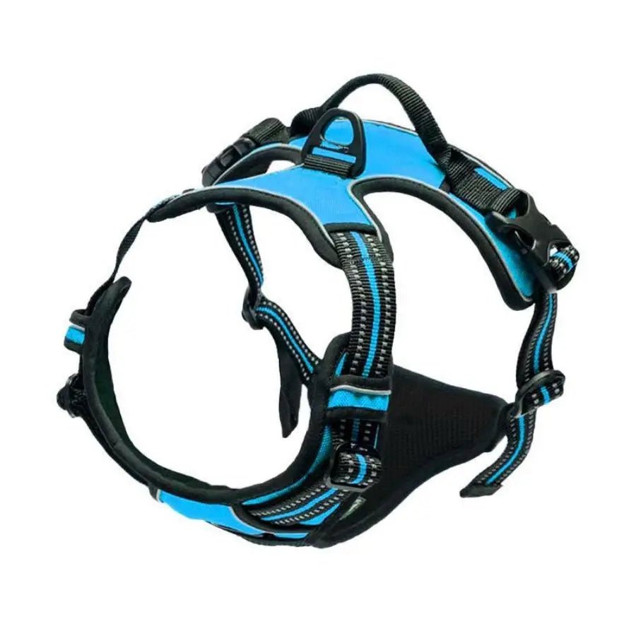 blueHeavy Duty Reflective Dog Harness with No-Pull Front Clip & Handle - PeakPaws Co.