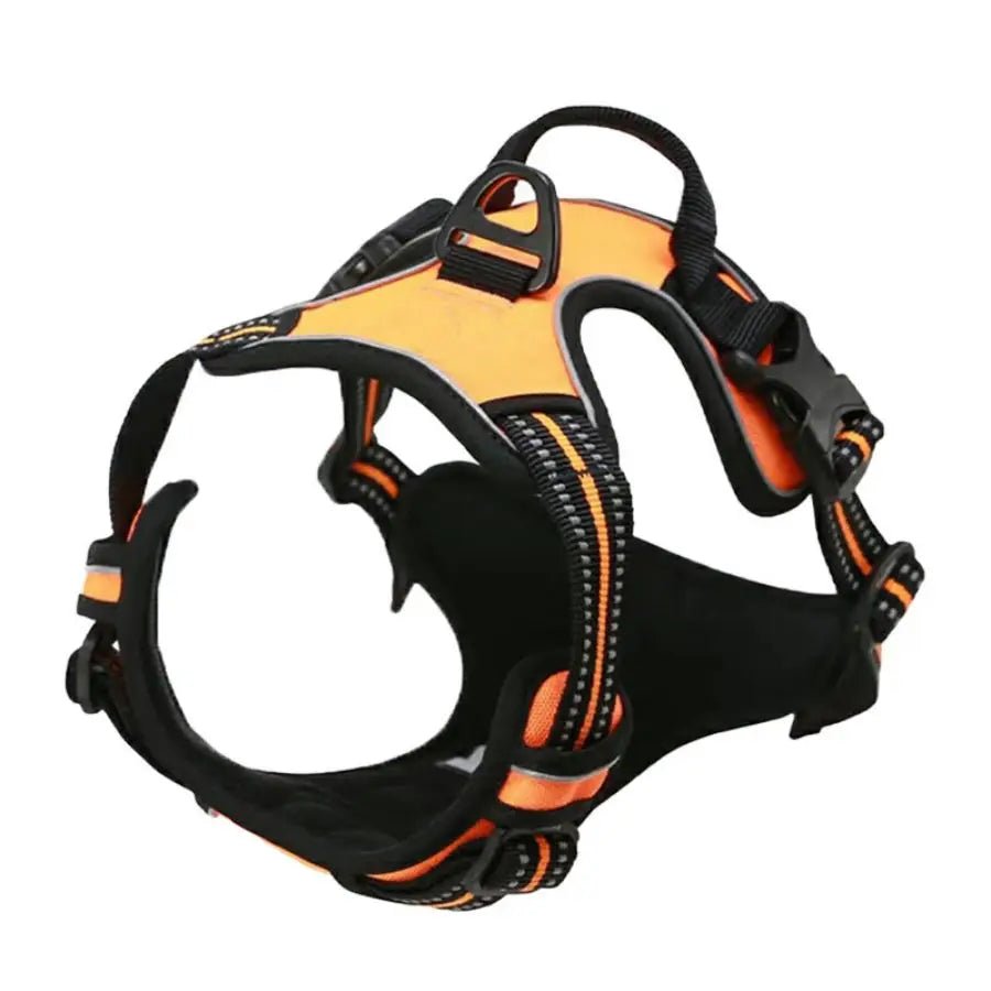 orange Heavy Duty Reflective Dog Harness with No-Pull Front Clip & Handle - PeakPaws Co.