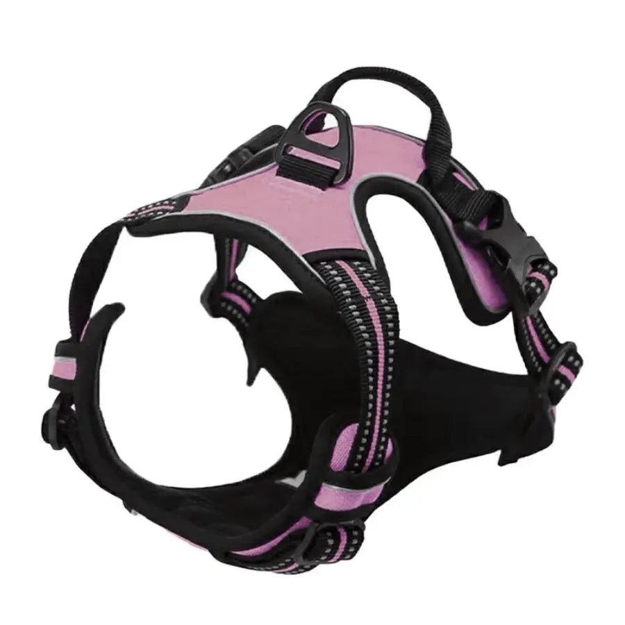 pink Heavy Duty Reflective Dog Harness with No-Pull Front Clip & Handle - PeakPaws Co.