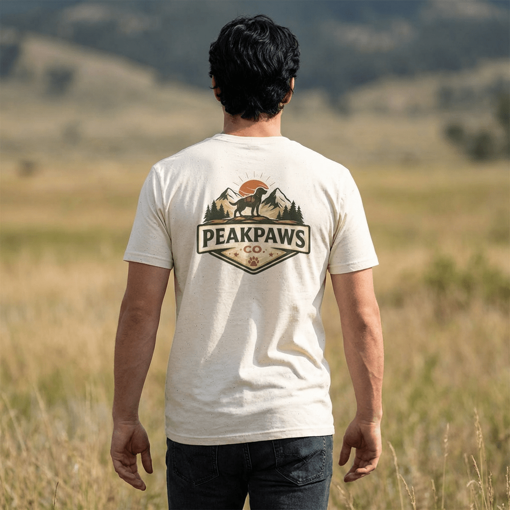 PeakPaws T-Shirt – Outdoor Hiking Graphic Tee for Dog Lovers (Unisex S–2XL, 11 Colors) - PeakPaws Co.