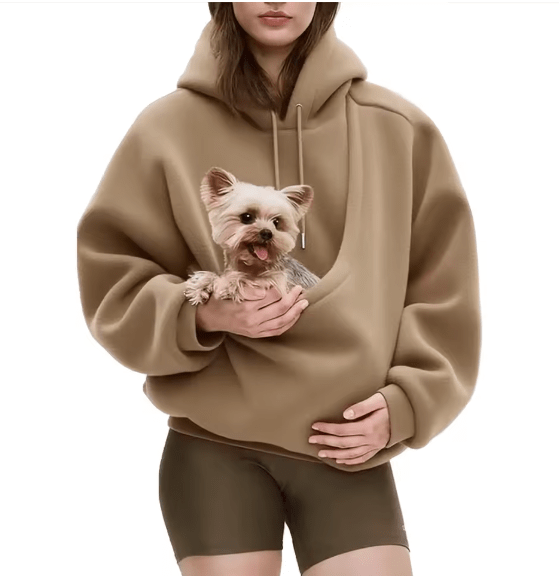 Pet Carrier Hoodie with Front Pouch – Hands-Free Dog Sweatshirt (S–2XL) - PeakPaws Co.