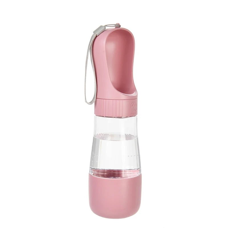 Pink Portable Dog Water Bottle with Food Container / Leakproof Travel Dog Bottle - PeakPaws Co.