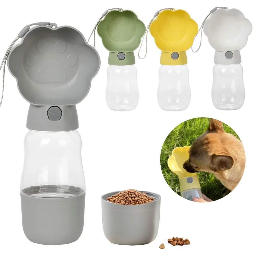 Portable Dog Water Bottle with Food Container – Leakproof Travel Dog Bottle - PeakPaws Co.