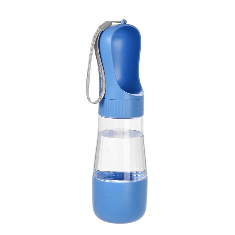 Blue Portable Dog Water Bottle with Food Container / Leakproof Travel Dog Bottle - PeakPaws Co.