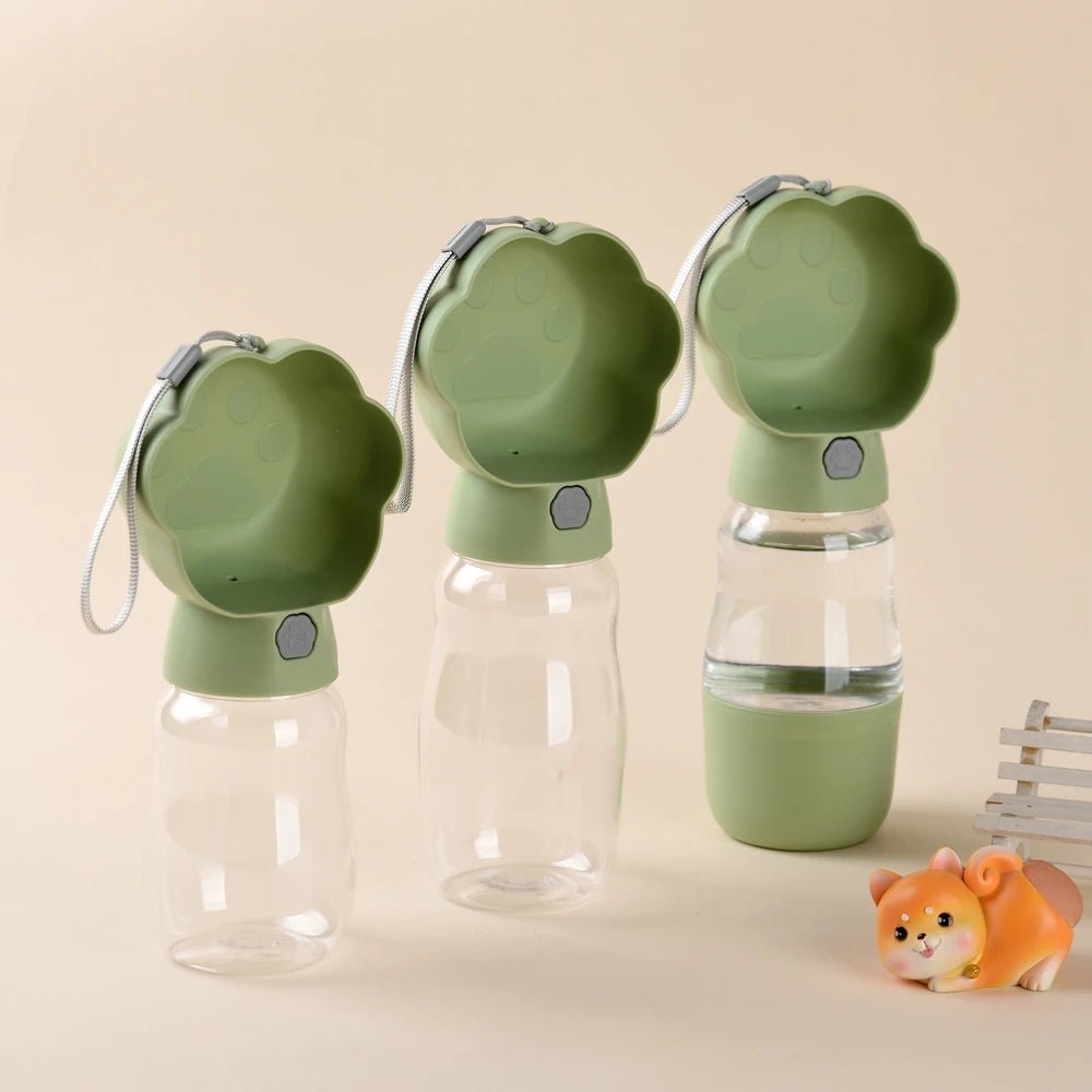 Green Portable Dog Water Bottle with Food Container – Leakproof Travel Dog Bottle - PeakPaws Co.