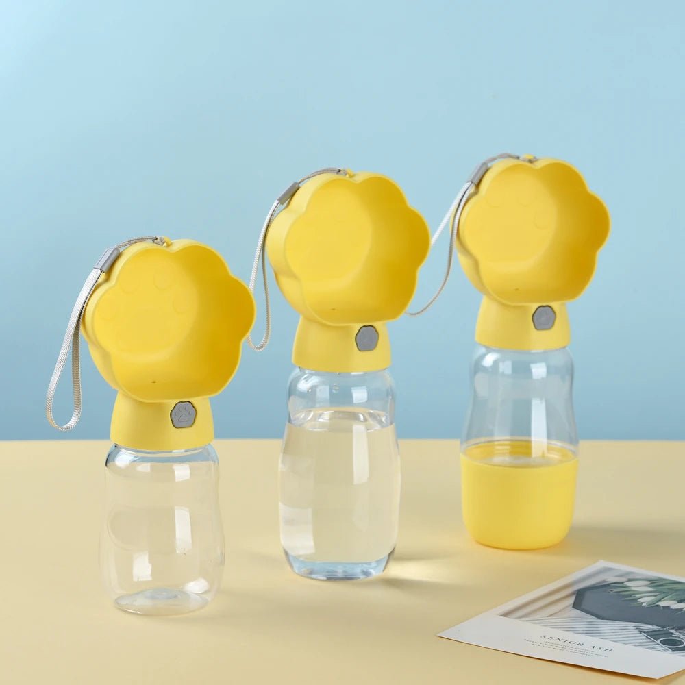 Yellow Portable Dog Water Bottle with Food Container – Leakproof Travel Dog Bottle - PeakPaws Co.