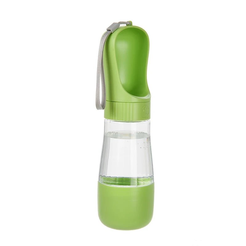 Green Portable Dog Water Bottle with Food Container / Leakproof Travel Dog Bottle - PeakPaws Co.