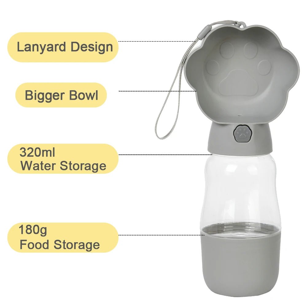 Portable Dog Water Bottle with Food Container – Leakproof Travel Dog Bottle - Features