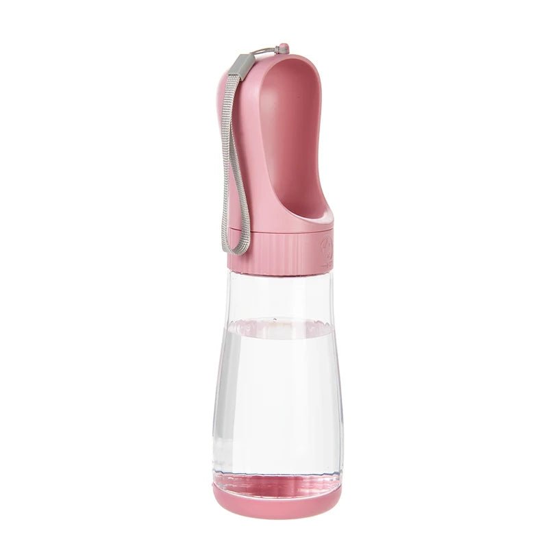 Pink Portable Dog Water Bottle with Food Container / Leakproof Travel Dog Bottle - PeakPaws Co.