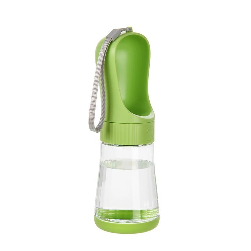 Green Portable Dog Water Bottle with Food Container / Leakproof Travel Dog Bottle - PeakPaws Co.